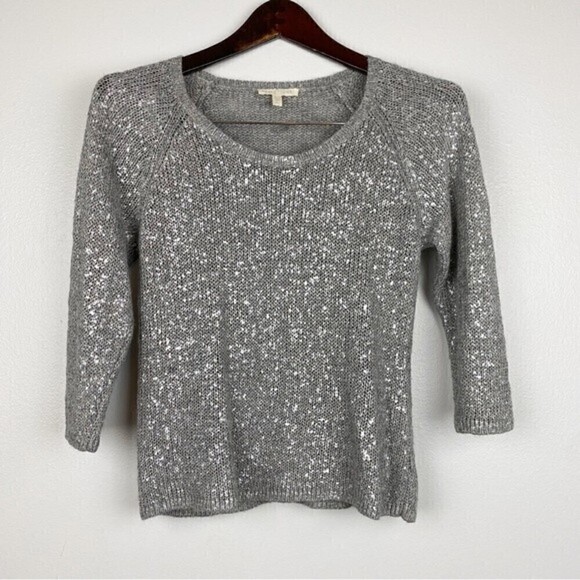 Eileen Fisher Petite Karma Shimmer Metallic Linen Blend Sweater Size PS - Picture 2 of 8